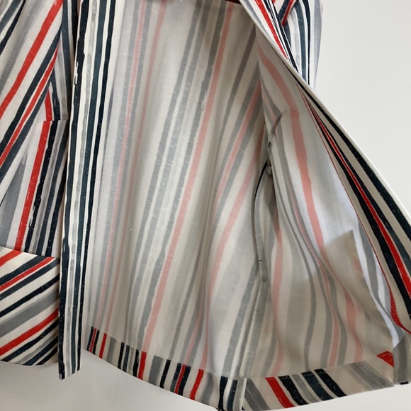 New Vintage Blazer Womens Large XL White Gray Red Stripe Light Jacket Retro 90s - Picture 10 of 14